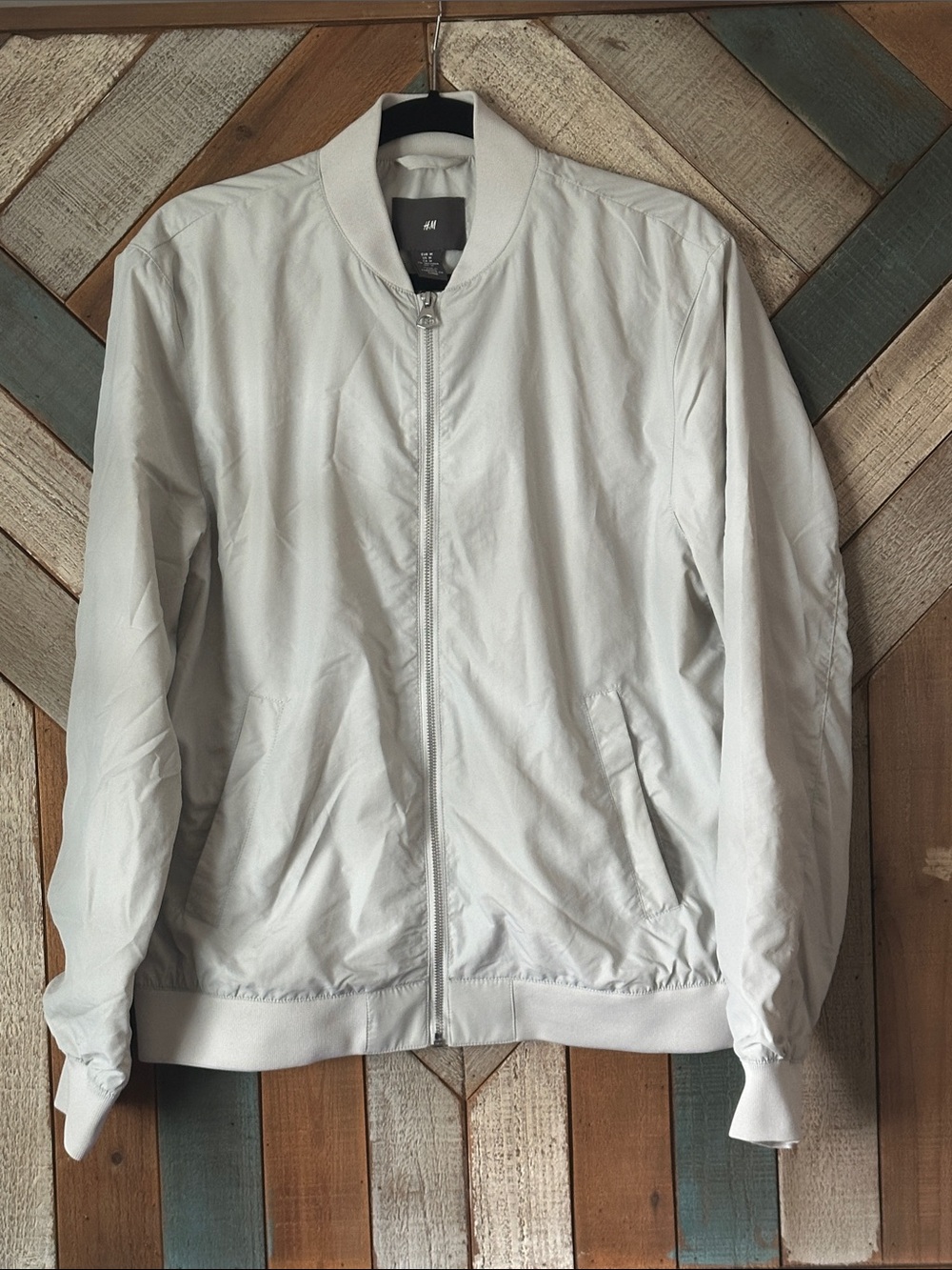 NEW! H&M Pale Gray Lightweight Bomber Jacket
